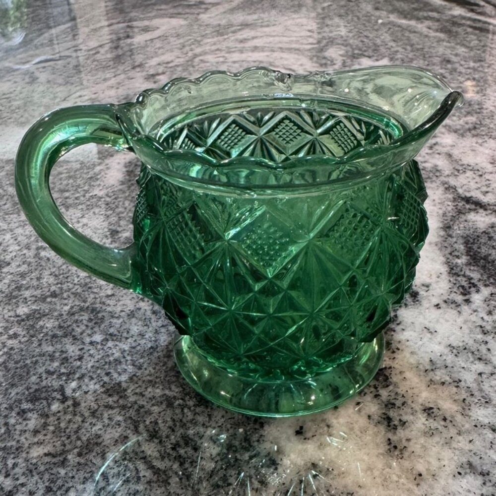 Vintage Anchor Hocking Wexford Green Creamer